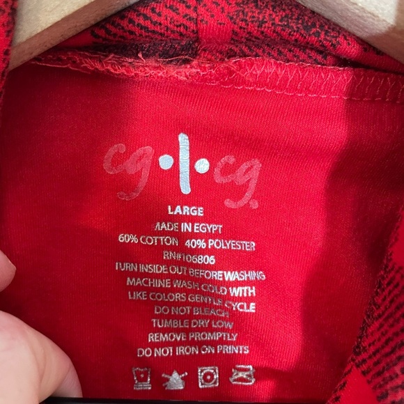 CG.L.CG Red Plaid Soft Turtleneck Long Sleeve Shirt Size Large Christmas in July - Picture 2 of 8